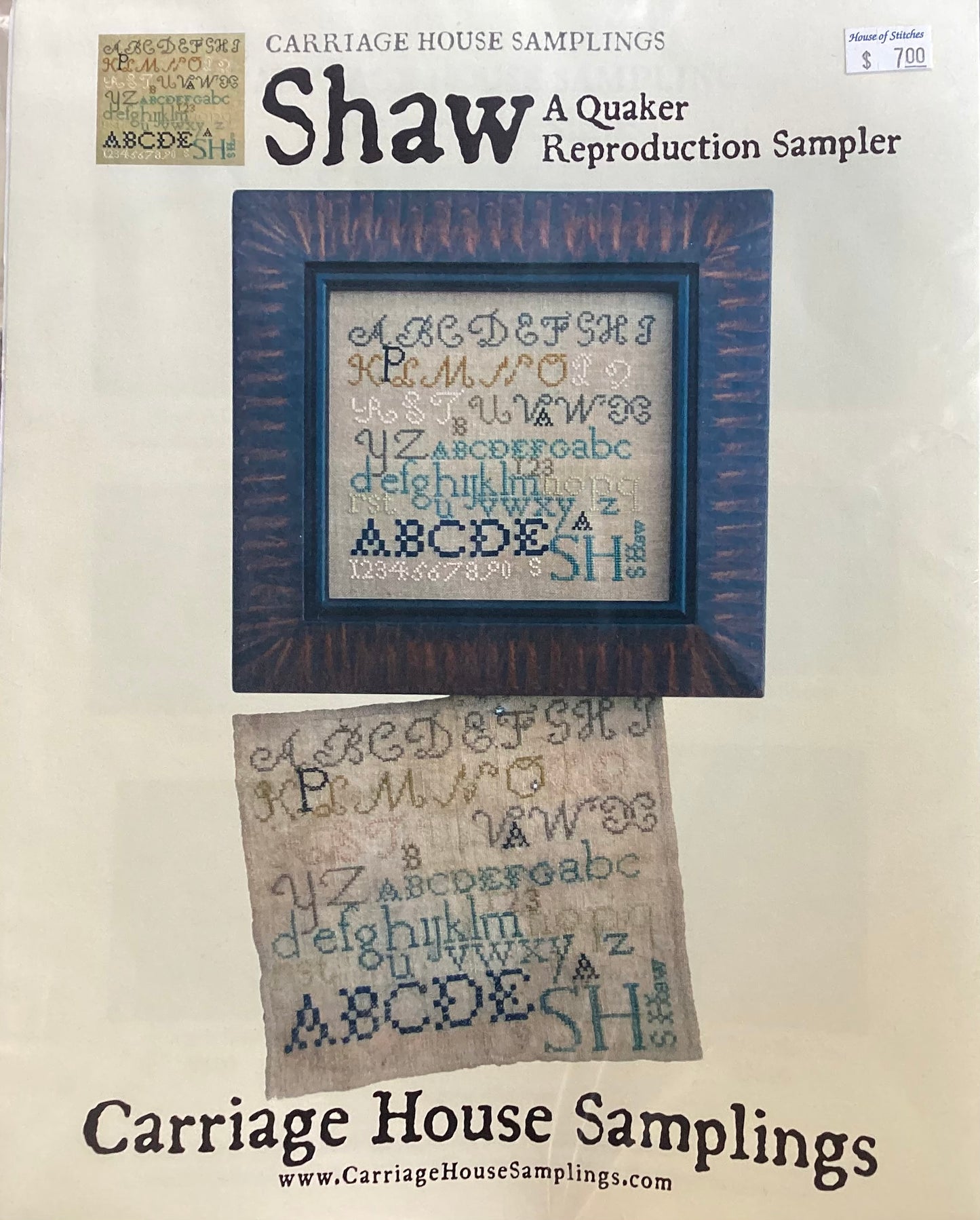 Shaw: A Quaker Reproduction Sampler by Carriage House Samplings