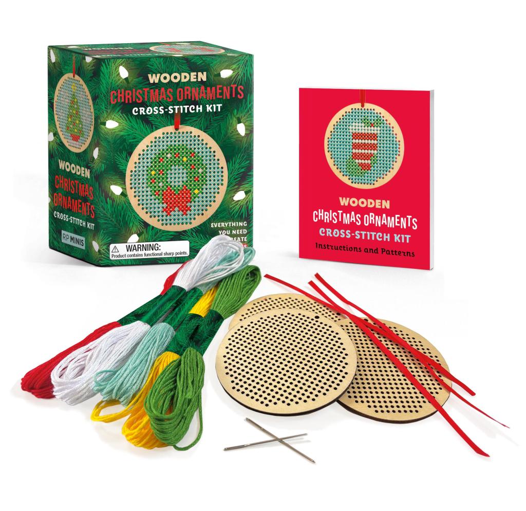 Wooden Christmas Ornaments Cross Stitch Kit by Hachette Book Group
