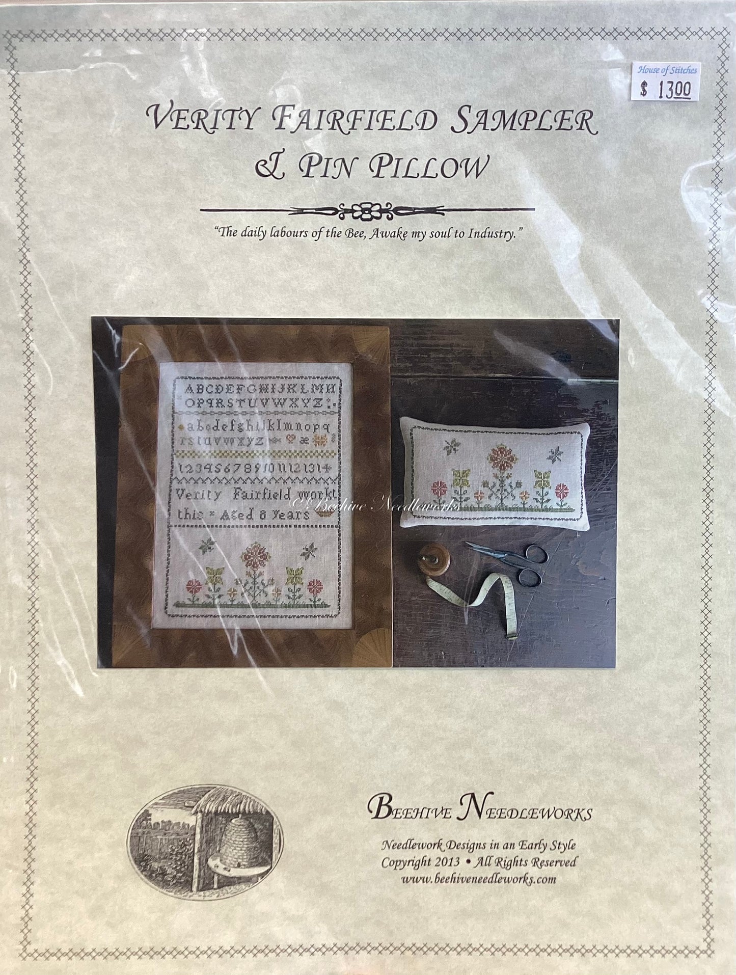 Verity Fairfield Sampler & Pin Pillow by Beehive Needleworks