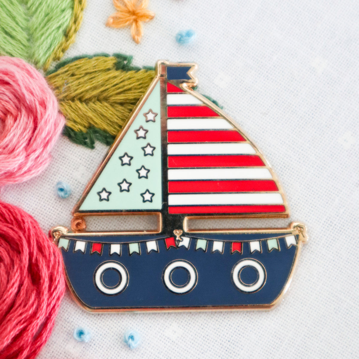 Summer Sailboat Magnetic Needle Minder by Flamingo Toes