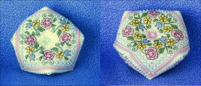 Summer Flowers Biscornu Pincushion by The Sweetheart Tree