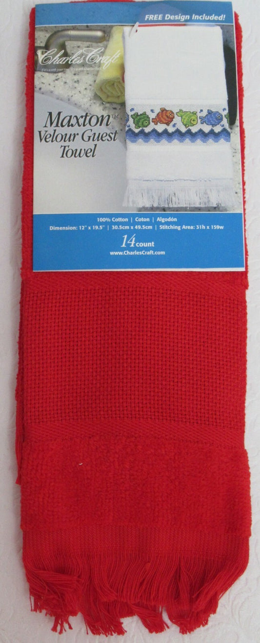 Maxton Velour Guest Towel (Red) by Charles Craft