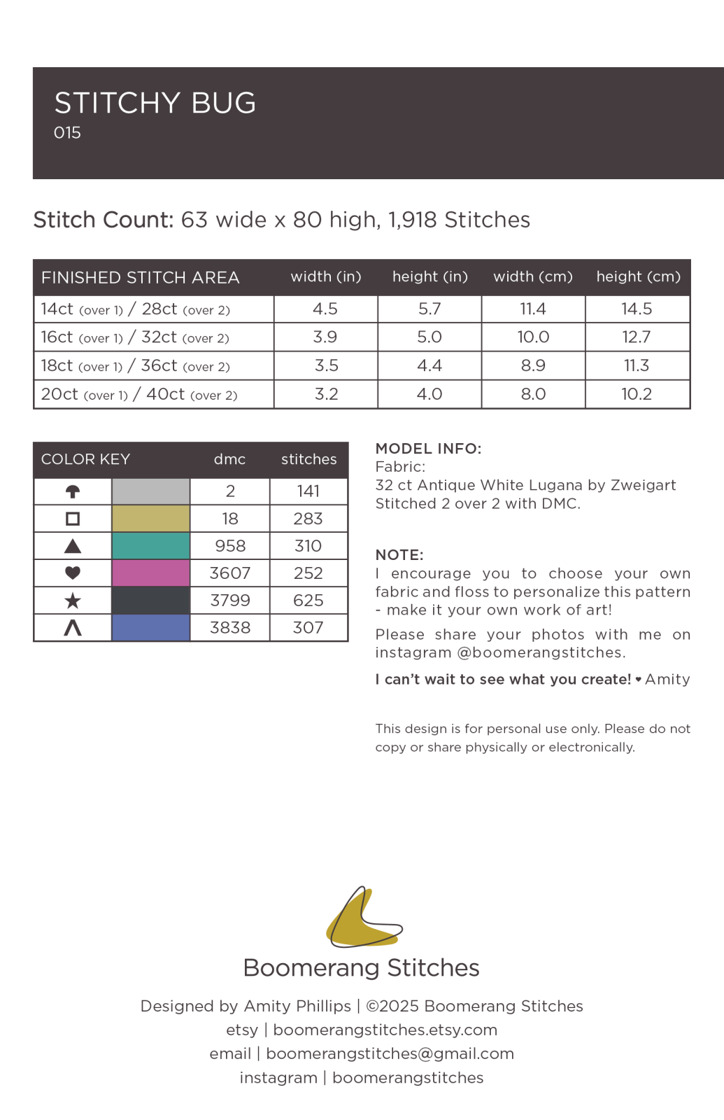Stitchy Bug by Boomerang Stitches