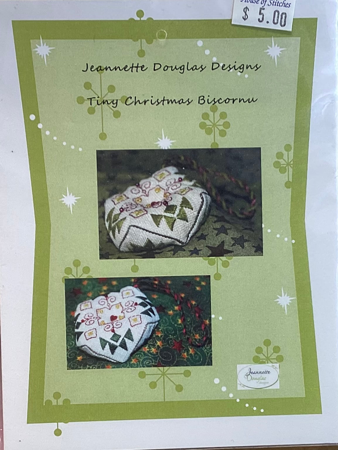 Tiny Christmas Biscornu by Jeannette Douglas Designs