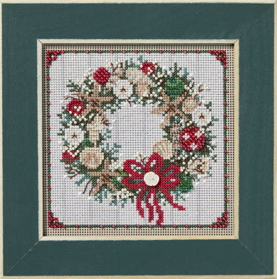 Buttons & Beads Winter Series 2024: Seashell Wreath kit by Mill Hill