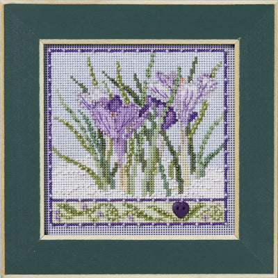 Crocuses: Buttons & Beads Winter Series 2024 kit by Mill Hill