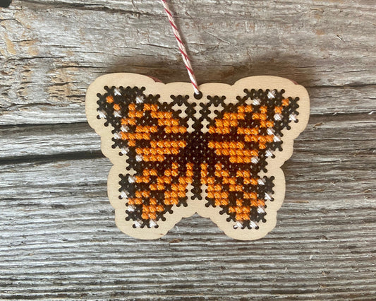 Monarch Butterfly wood ornament kit by Canadian Stitchery