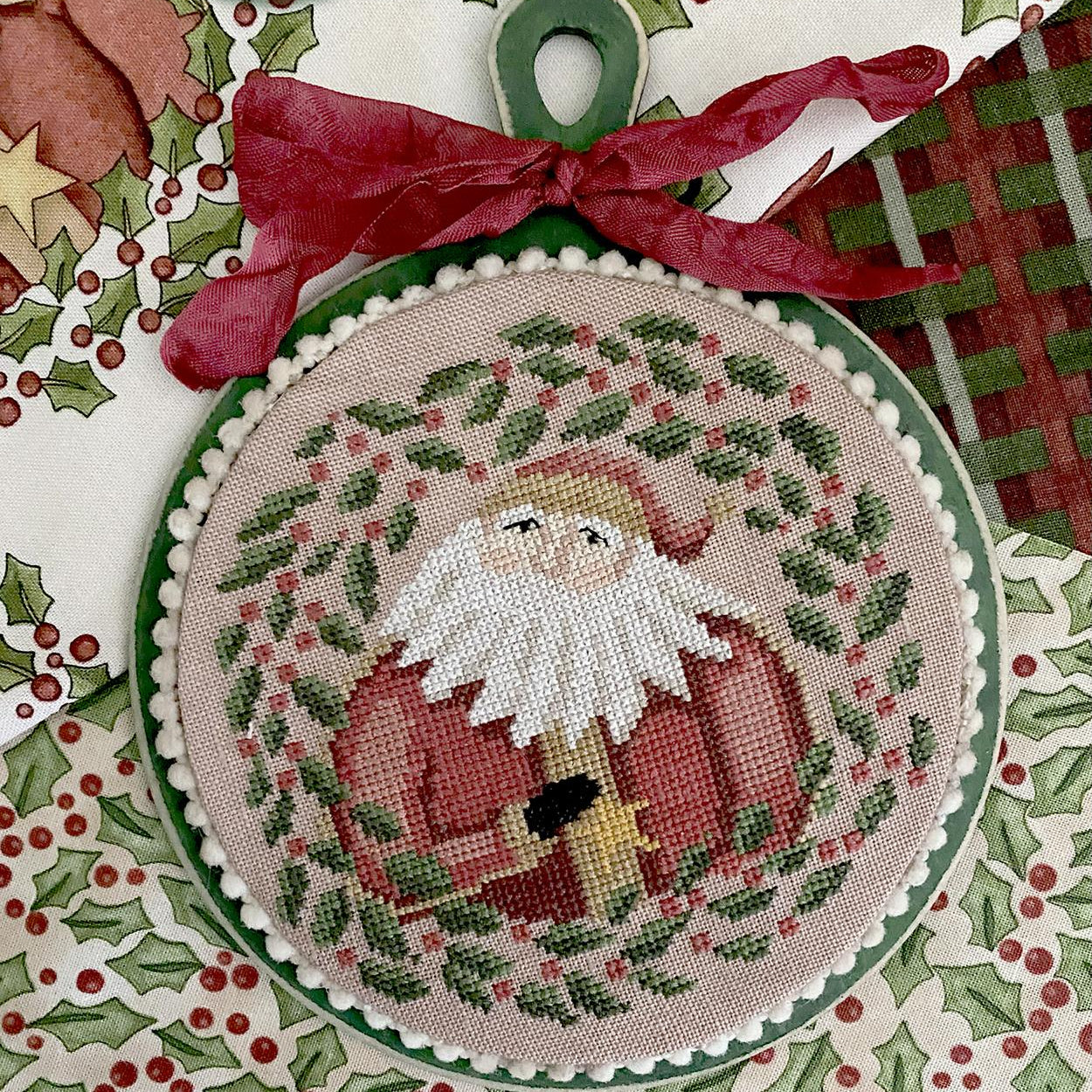 Santa Wreath Ornament by Teresa Kogut