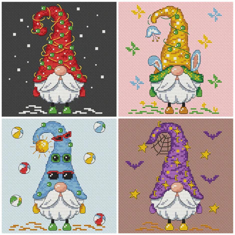 Seasonal Gnomes By Artmishka Cross Stitch
