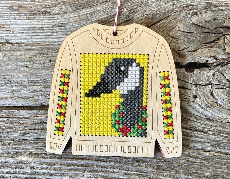 Ugly Sweater: Silly Goose wood ornament kit by Canadian Stitchery