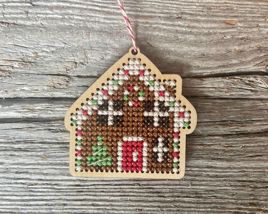 Gingerbread House wood ornament kit by Canadian Stitchery