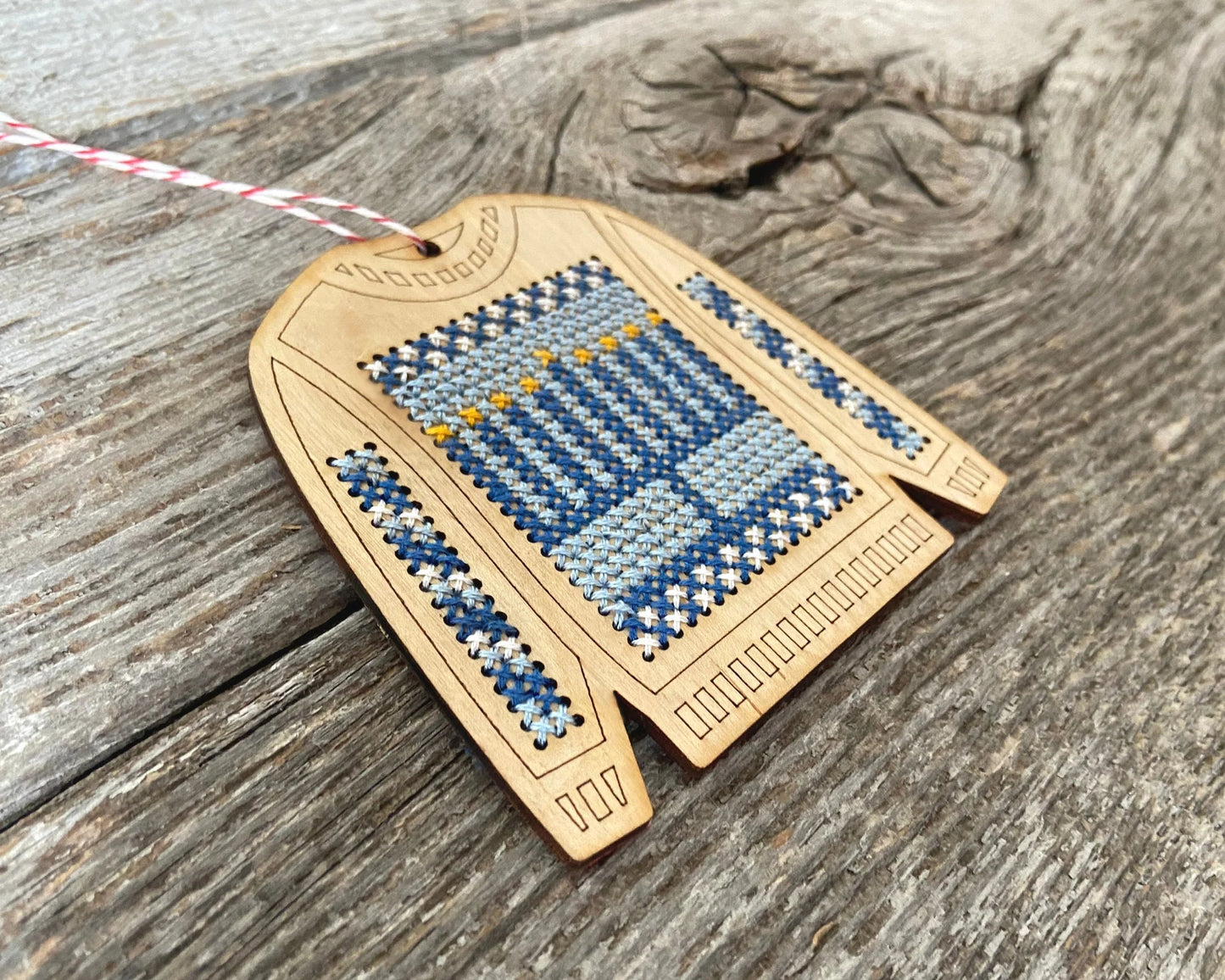 Ugly Sweater: Menorah wood ornament kit by Canadian Stitchery