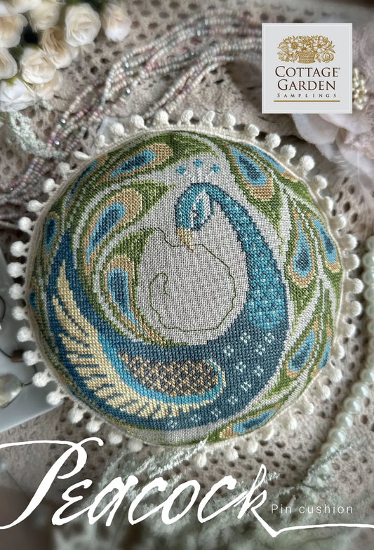 Peacock Pin Cushion by Cottage Garden Samplings