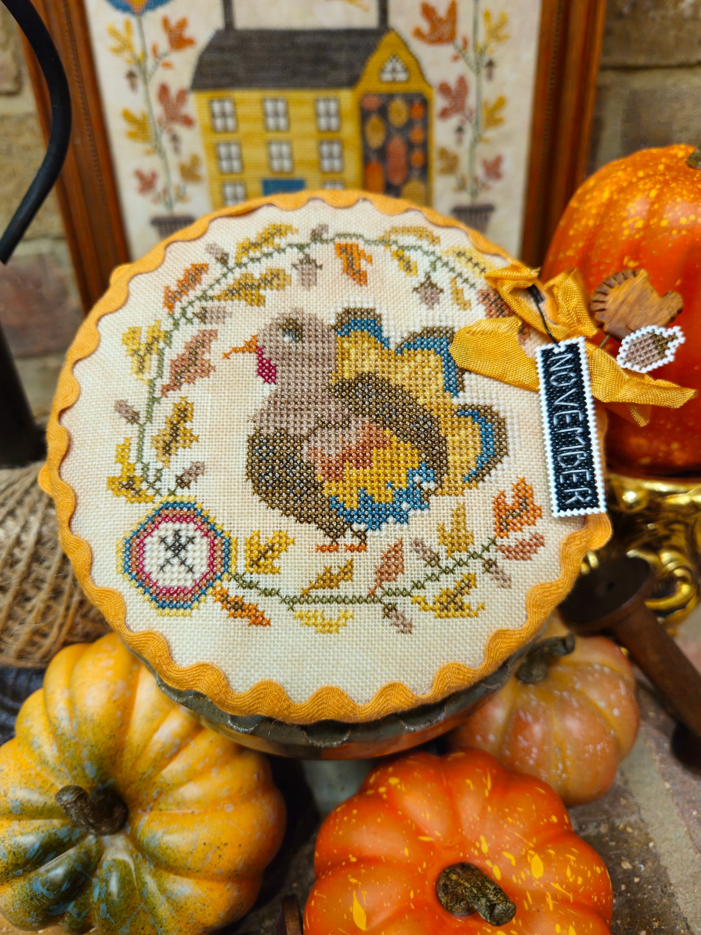 PREORDER! Pin Drum Shorties: Month #11 Turkey by Quaint Rose Needlearts