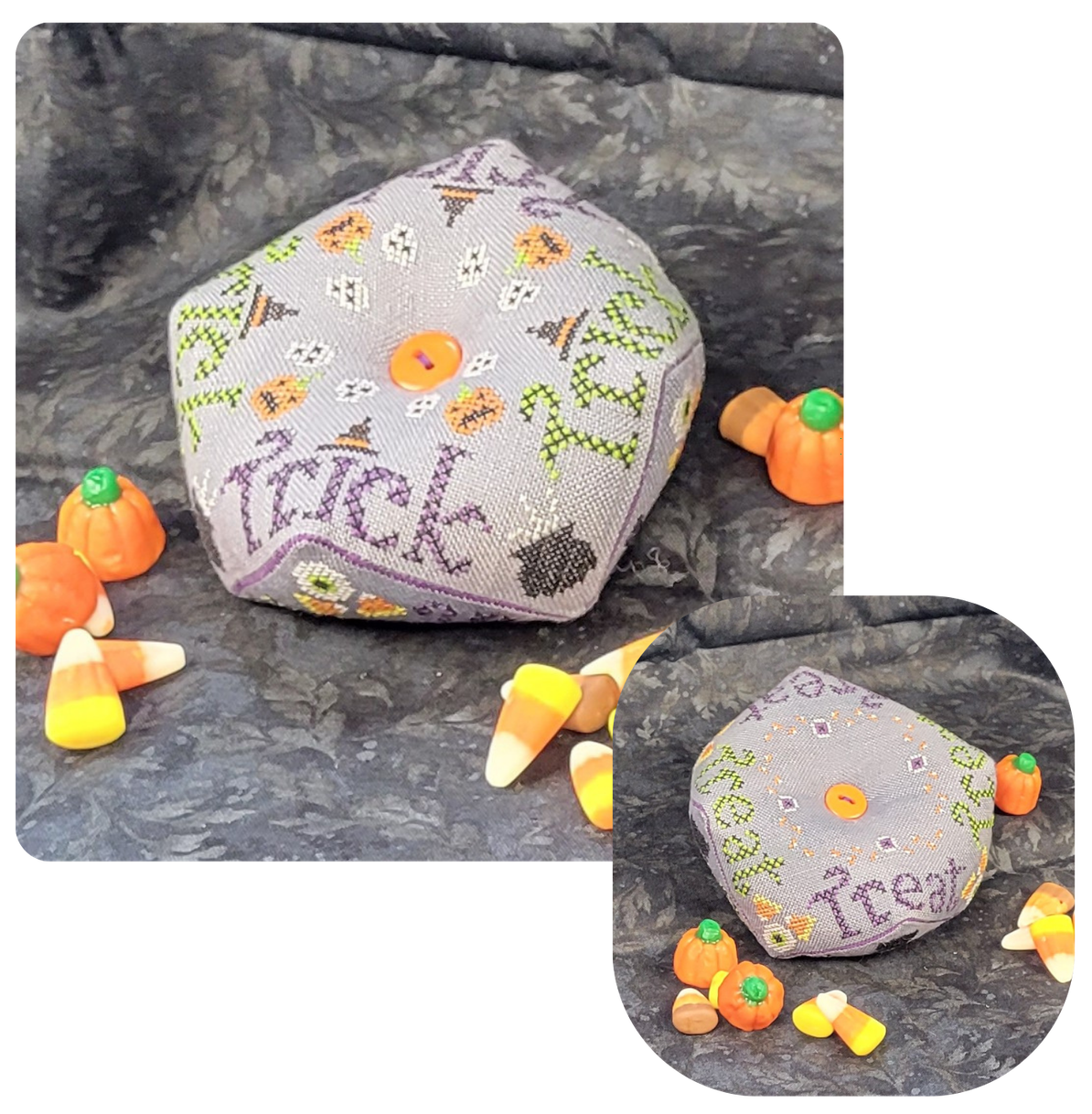 PREORDER! Trick or Treat Biscornu by Wildflower Stitching